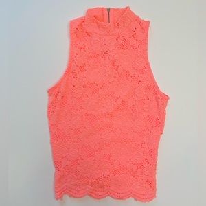 Charlotte Russe Coral pink halter lace top size XS